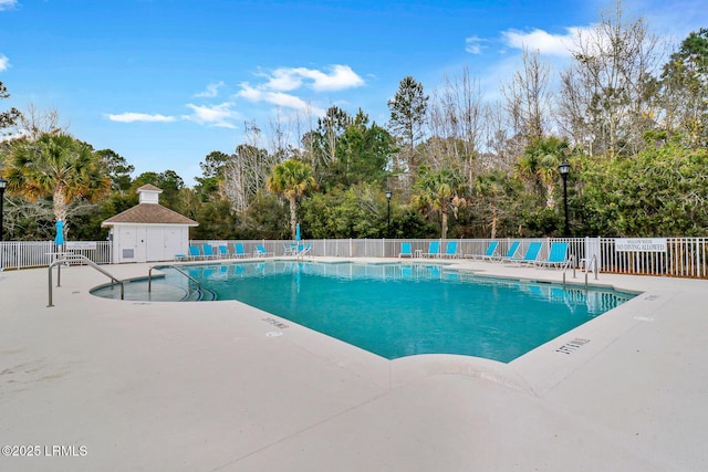 view of pool featuring a patio