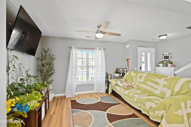 76 Shadow Moss Dr, Beaufort, SC 29906 - living area featuring baseboards, ceiling fan, and wood finished floors