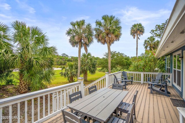 26 Fairway Club Dr, Fripp Island, SC 29920 - wooden terrace featuring outdoor dining space