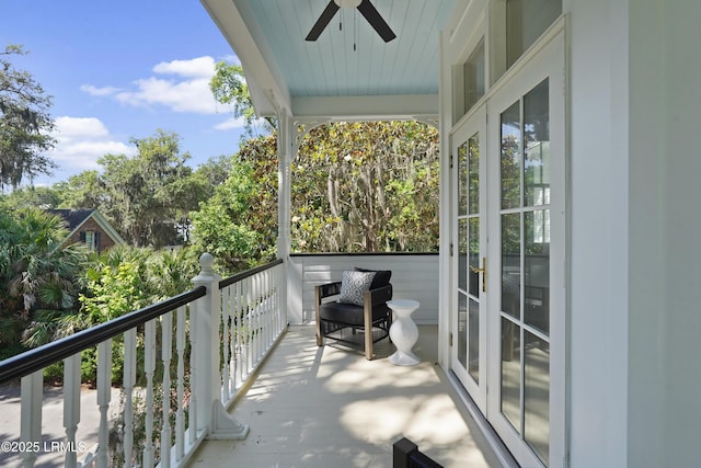 12 Sheffield Ct, Beaufort, SC 29907 - balcony featuring a ceiling fan and french doors