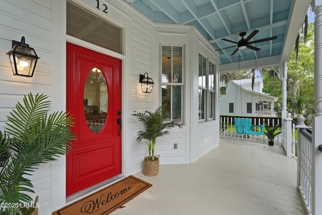 12 Sheffield Ct, Beaufort, SC 29907 - view of exterior entry with covered porch and a ceiling fan