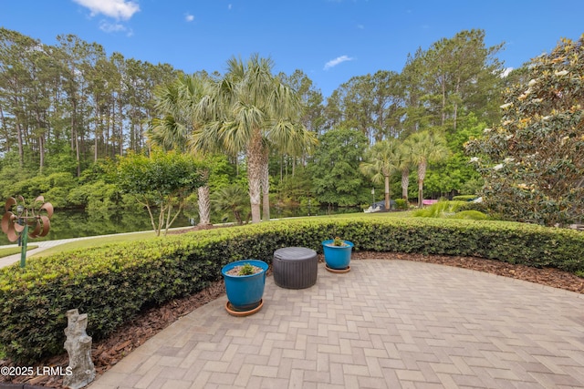 303 Hampton Lake Xing, Bluffton, SC 29910 - view of patio / terrace with view of wooded area