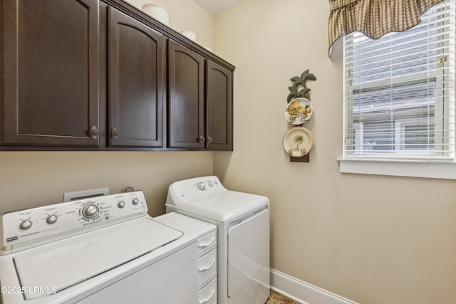303 Hampton Lake Xing, Bluffton, SC 29910 - laundry room featuring cabinet space, washing machine and dryer, and baseboards