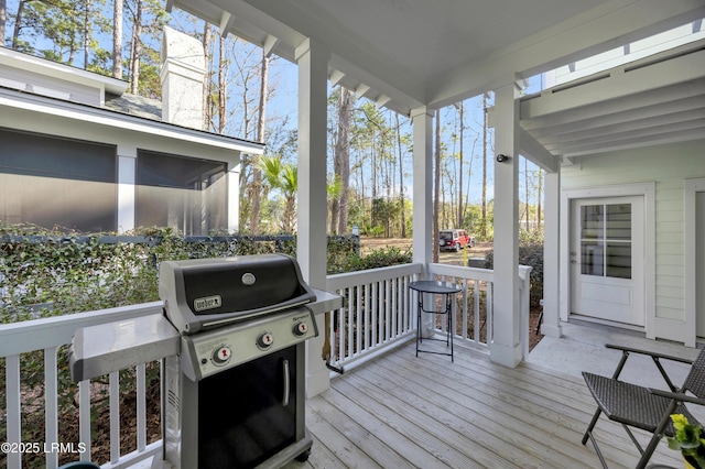 deck featuring area for grilling