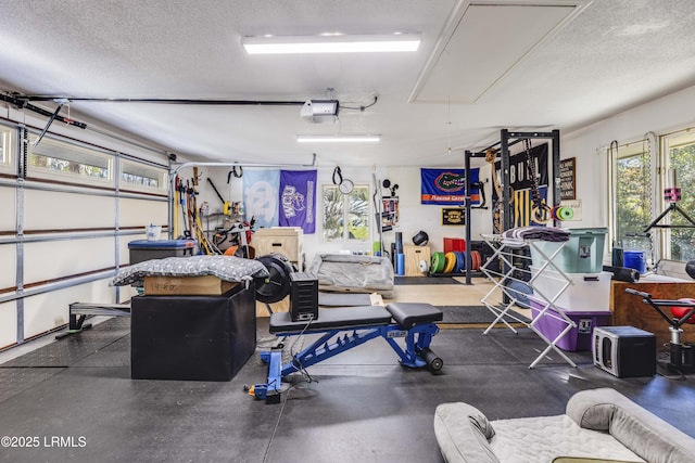 garage with a garage door opener