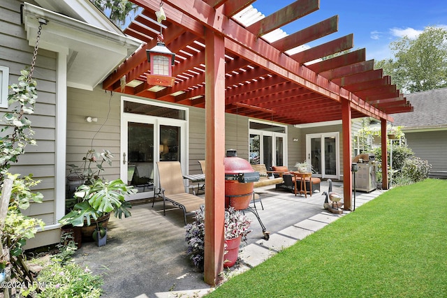 view of patio / terrace featuring a pergola