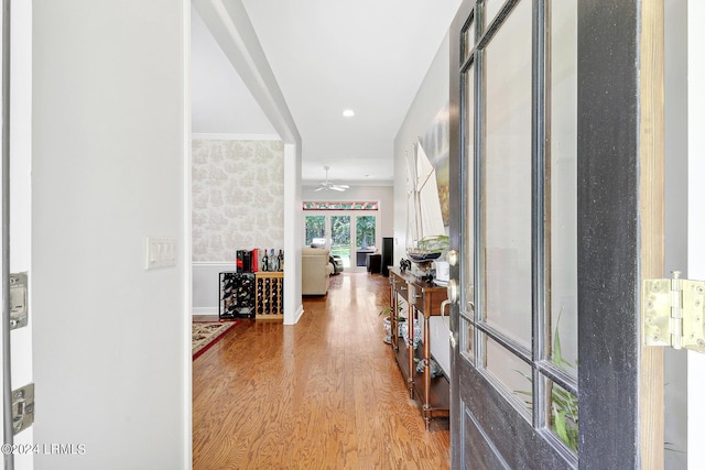 hallway featuring light hardwood / wood-style flooring