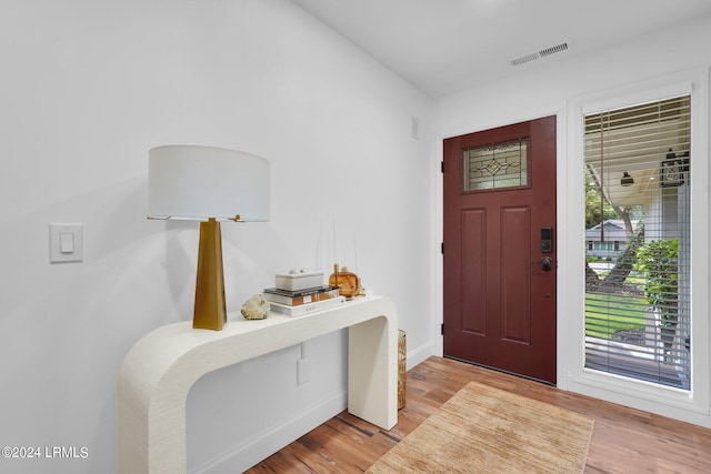 entrance foyer with light hardwood / wood-style flooring