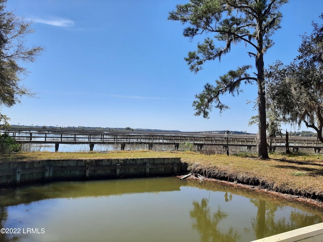 view of dock featuring a water view