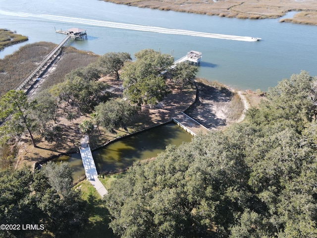 bird's eye view featuring a water view