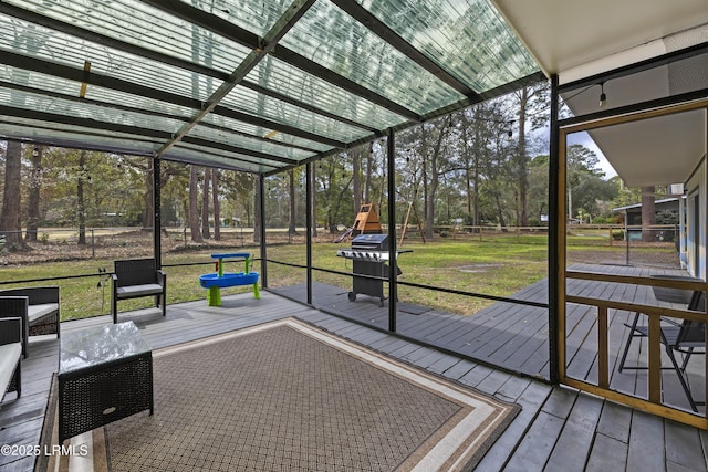 view of unfurnished sunroom