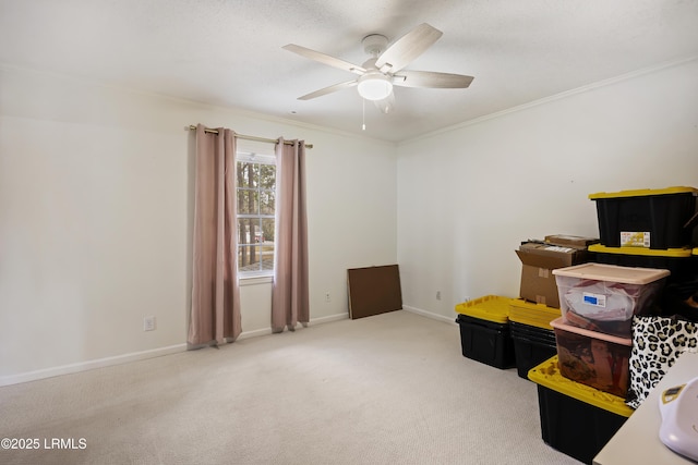 interior space with a ceiling fan