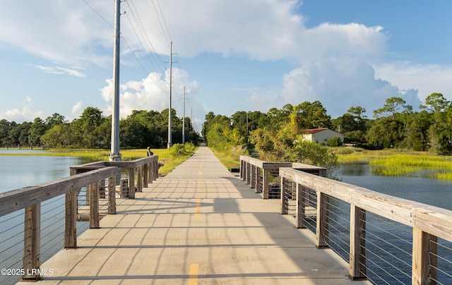 dock area featuring a water view