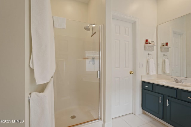 19 Brisbane Dr, Beaufort, SC 29902 - bathroom featuring a stall shower, vanity, and tile patterned flooring