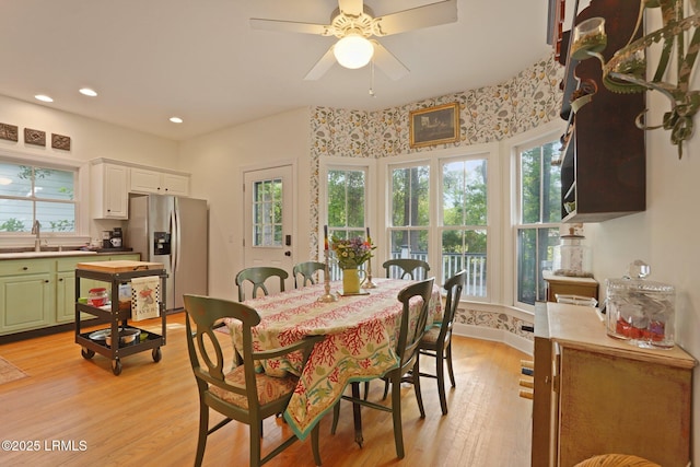 19 Brisbane Dr, Beaufort, SC 29902 - dining space with ceiling fan, light wood-type flooring, and recessed lighting