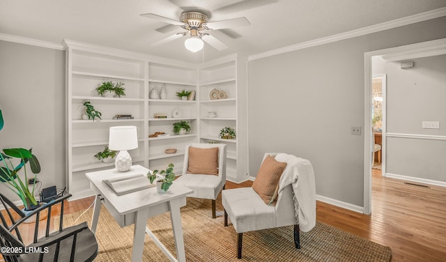 21 Planters Cir, Beaufort, SC 29907 - office area with crown molding, light wood-type flooring, and ceiling fan