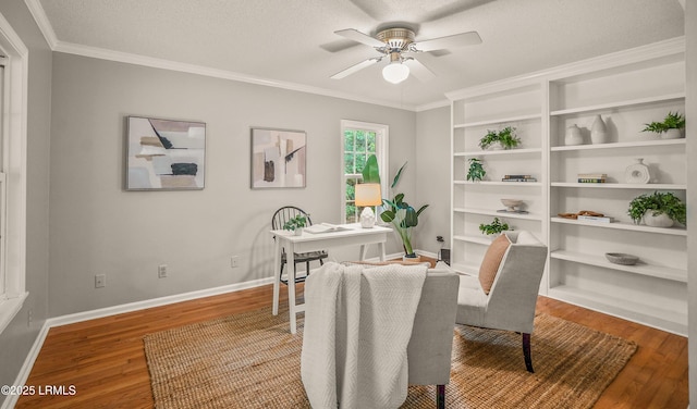 21 Planters Cir, Beaufort, SC 29907 - dining space featuring ceiling fan, wood finished floors, an office area, and ornamental molding