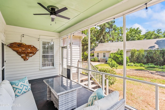 2211 Wilson Dr, Beaufort, SC 29902 - sunroom featuring a ceiling fan