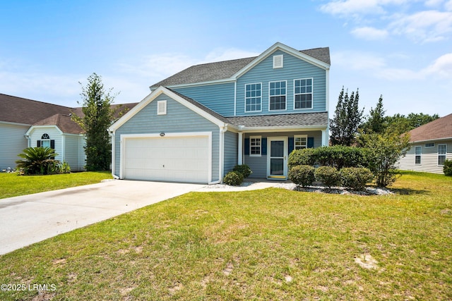 506 Cypress Cv, Bluffton, SC 29910 - traditional-style house with an attached garage, driveway, a shingled roof, and a front lawn