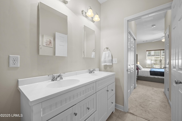 151 Bella Way, Beaufort, SC 29906 - ensuite bathroom featuring double vanity, ceiling fan, and tile patterned flooring