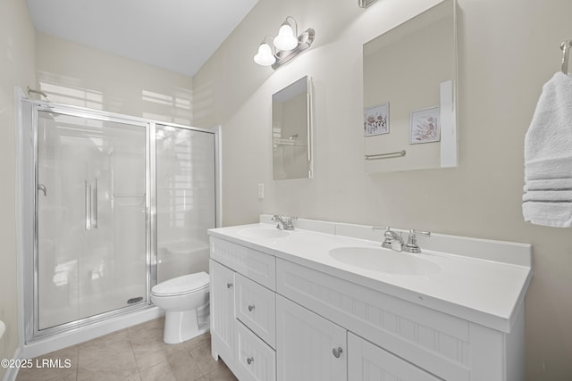 151 Bella Way, Beaufort, SC 29906 - bathroom featuring double vanity, a shower stall, and tile patterned flooring