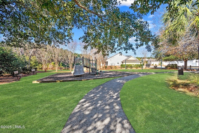 view of yard featuring a playground