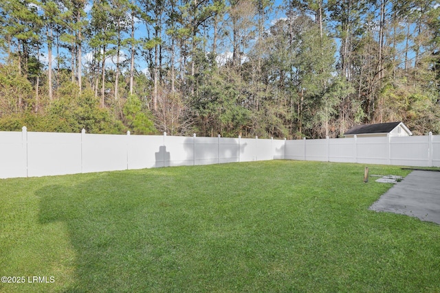 view of yard featuring a fenced backyard