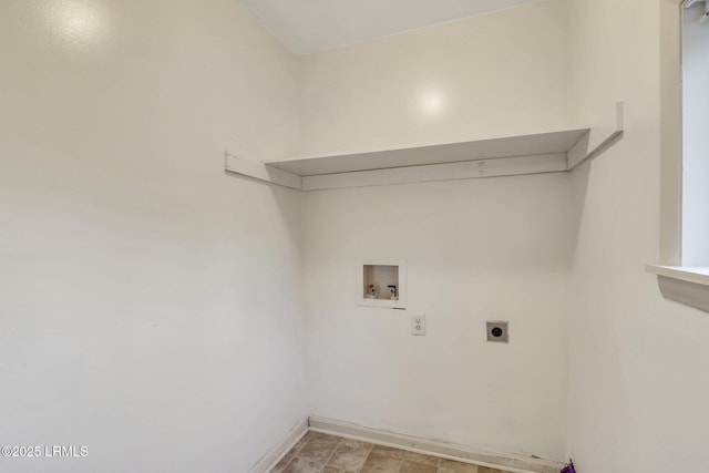 144 Middlefield Cir, Seabrook, SC 29940 - washroom featuring electric dryer hookup, baseboards, washer hookup, and laundry area