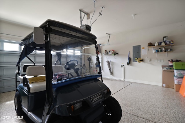 198 Knollwood Ct, Okatie, SC 29909 - garage with baseboards, a garage door opener, and electric panel