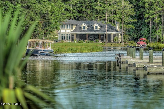 397 Hampton Lake Dr, Bluffton, SC 29910 - water view with a forest and a dock