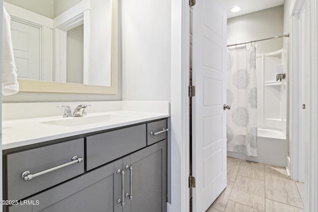 397 Hampton Lake Dr, Bluffton, SC 29910 - full bath featuring vanity, shower / bathtub combination with curtain, and recessed lighting