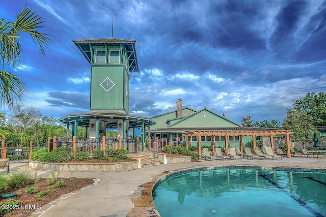 397 Hampton Lake Dr, Bluffton, SC 29910 - community pool with fence, a gazebo, and a patio area