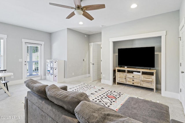 397 Hampton Lake Dr, Bluffton, SC 29910 - carpeted living area with ceiling fan, recessed lighting, and baseboards