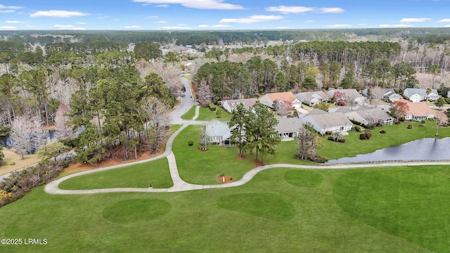 bird's eye view with a residential view and a water view