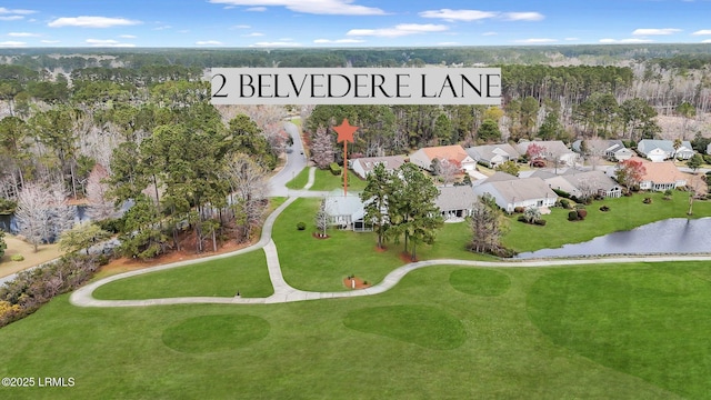 bird's eye view with a water view and a residential view