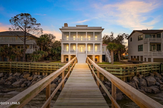 dock area with a balcony