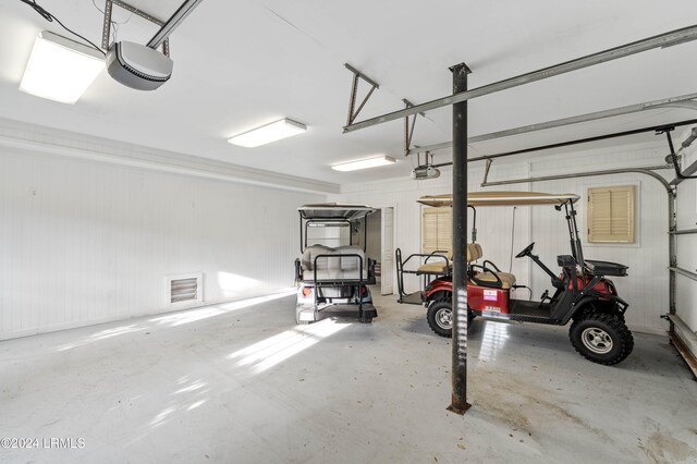 garage with a garage door opener