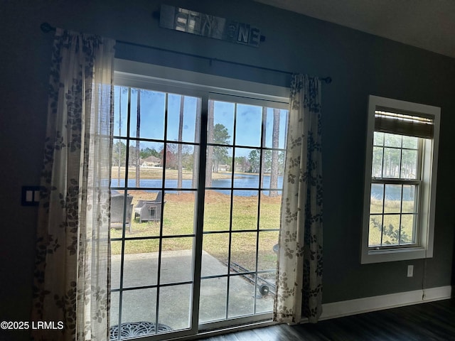 details featuring wood finished floors and baseboards