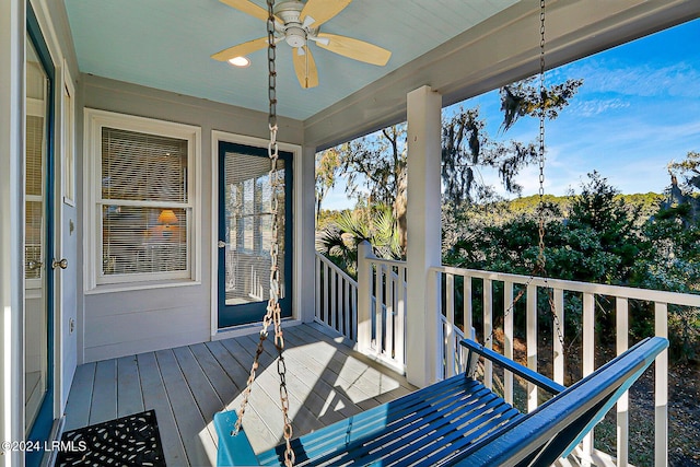 deck with a ceiling fan