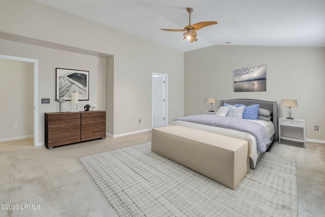 7 Harbison Pl, Beaufort, SC 29906 - bedroom featuring light colored carpet, lofted ceiling, and a ceiling fan