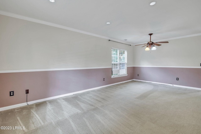 7 Harbison Pl, Beaufort, SC 29906 - carpeted empty room with ornamental molding, a ceiling fan, and recessed lighting