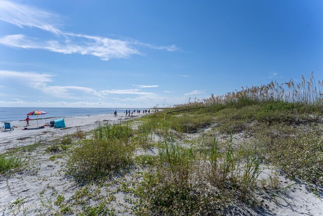 view of water feature featuring a beach view