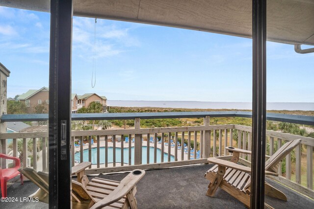 balcony with a water view