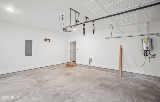 28 Laughing Gull Dr, Beaufort, SC 29907 - garage with electric panel, water heater, and a garage door opener