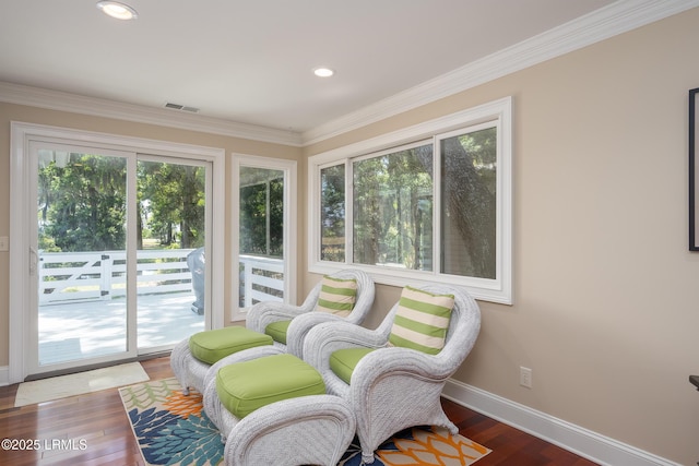 6 River Marsh Ln, Okatie, SC 29909 - sunroom / solarium with healthy amount of natural light, baseboards, wood finished floors, ornamental molding, and recessed lighting