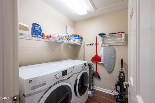 6 River Marsh Ln, Okatie, SC 29909 - washroom with separate washer and dryer, wood finished floors, and baseboards