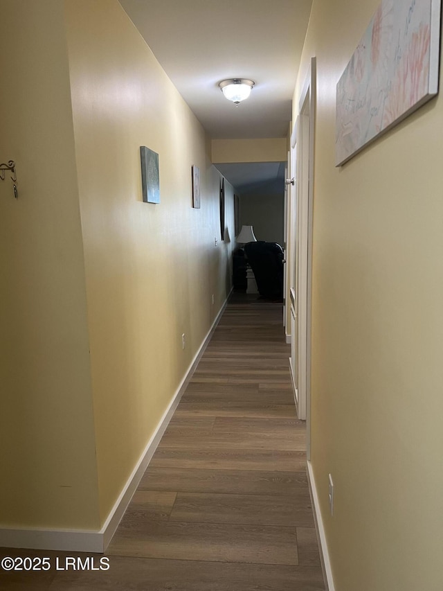 corridor featuring dark hardwood / wood-style flooring