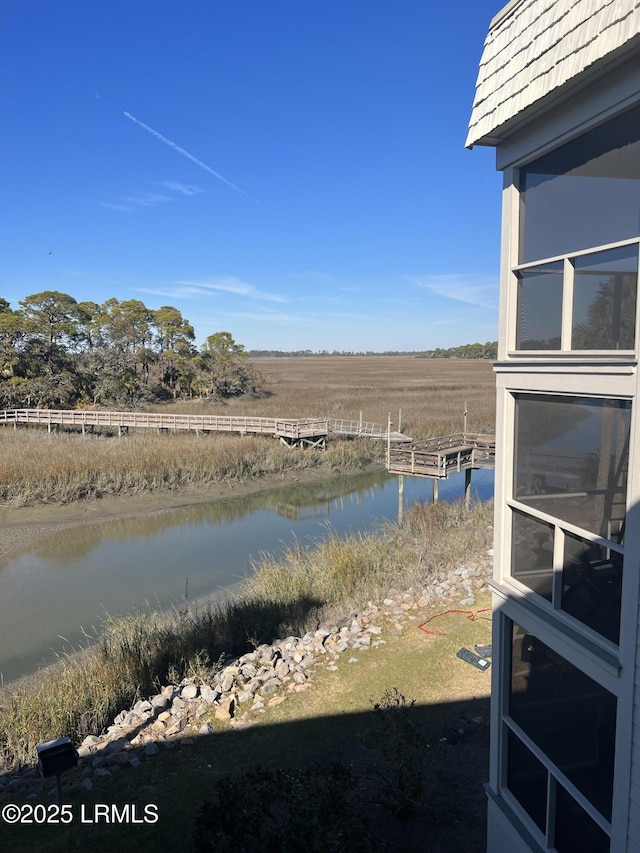 property view of water with a rural view