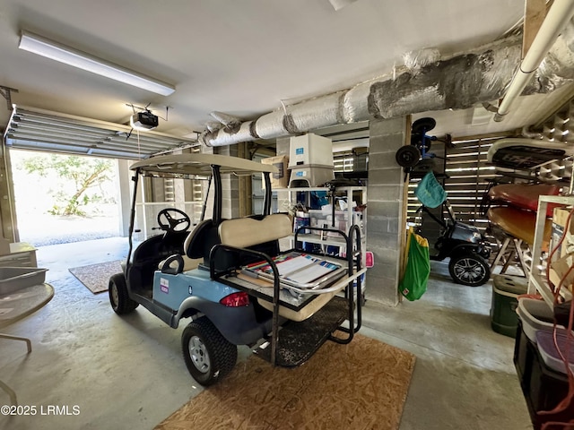 garage with a garage door opener