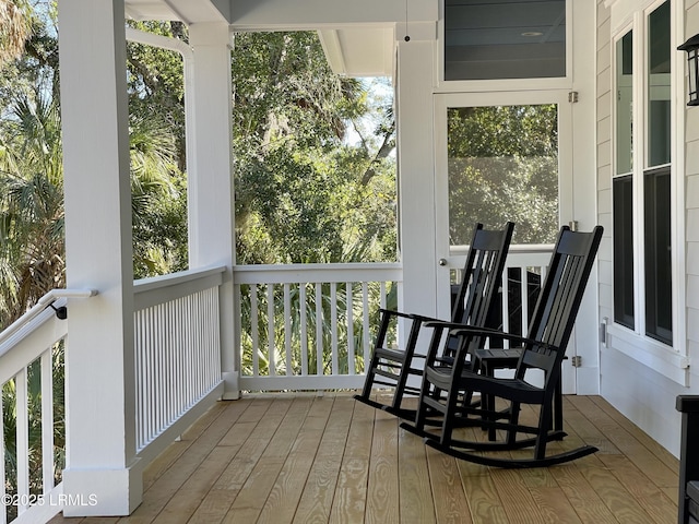 deck featuring covered porch